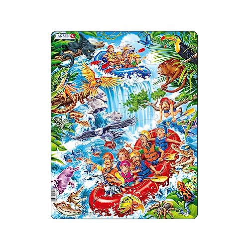 Larsen US38 Rahmenpuzzle für Kinder I Rafting Bootsfahrt im Amazonas I Puzzle ab 4 Jahre I Schönes Kinderpuzzle mit 35 Teilen I Spiel, Spaß & Lernen von Larsen