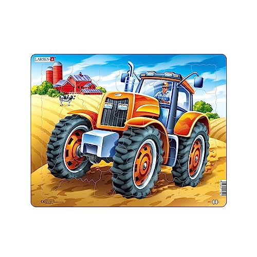 Larsen US4 Rahmenpuzzle für Kinder I Großer Traktor auf dem Feld I Puzzle ab 4 Jahre I Schönes Kinderpuzzle mit 37 Teilen I Spielen, Spaß & Lernen von Larsen