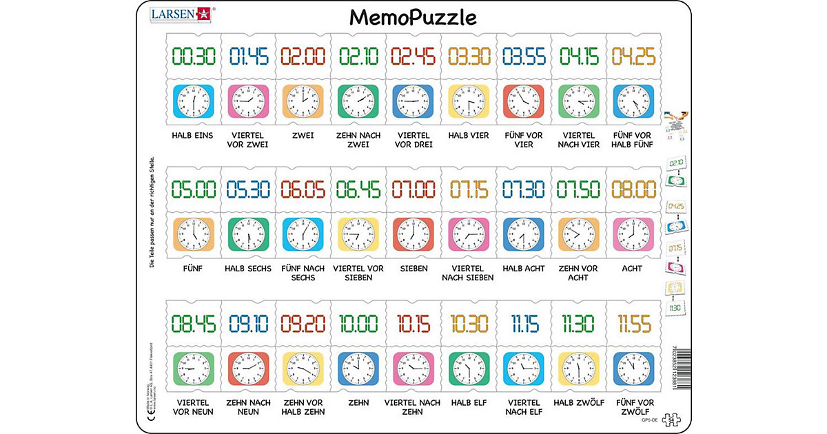 Memo-Puzzle Uhr von Larsen