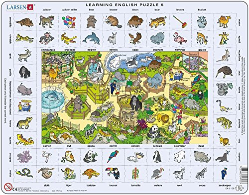 Puzzle 70 Teile - Rahmenpuzzle - Learning English 5: Tiere von Larsen