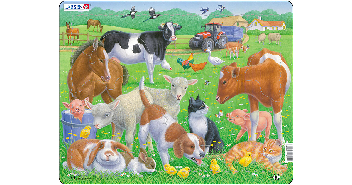 Rahmen-Puzzle, 15 Teile, 36x28 cm, Haustiere und Nutztiere von Larsen