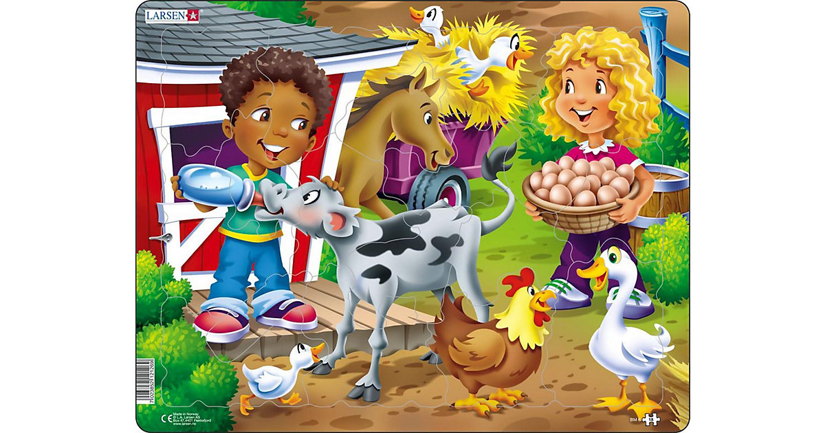 Rahmen-Puzzle, 18 Teile, 36x28 cm, Bauernhof-Kinder mit Kalb Rahmen-Puzzle, 18 Teile, 36x28 cm, Bauernhof-Kinder mit Kalb von Larsen