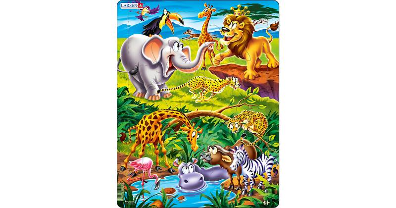 Rahmen-Puzzle, 18 Teile, 36x28 cm, Tierische Safari von Larsen