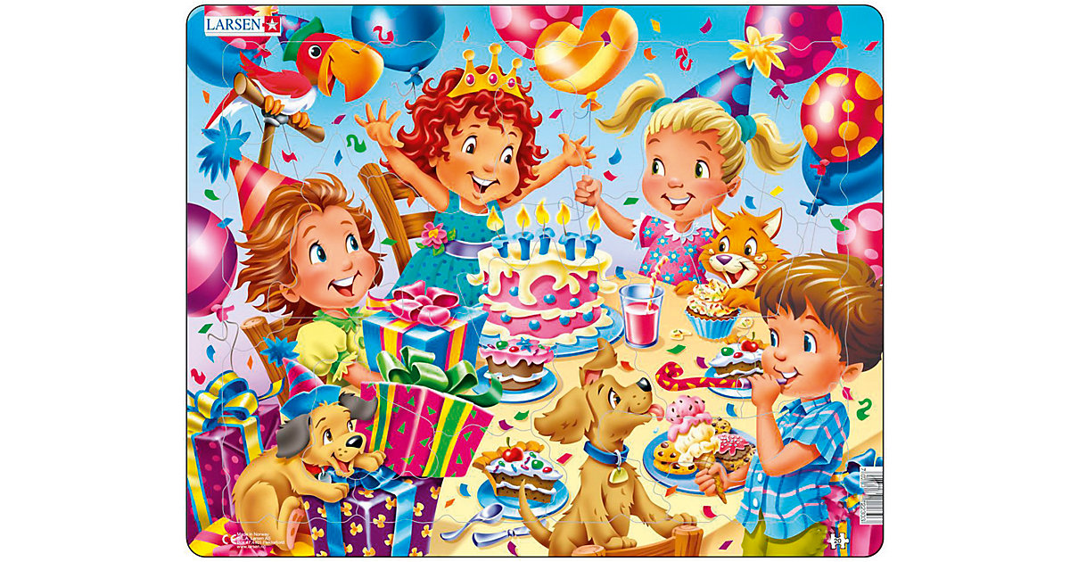 Rahmen-Puzzle, 20 Teile, 36x28 cm, Geburtstagsfeier Rahmen-Puzzle, 20 Teile, 36x28 cm, Geburtstagsfeier von Larsen