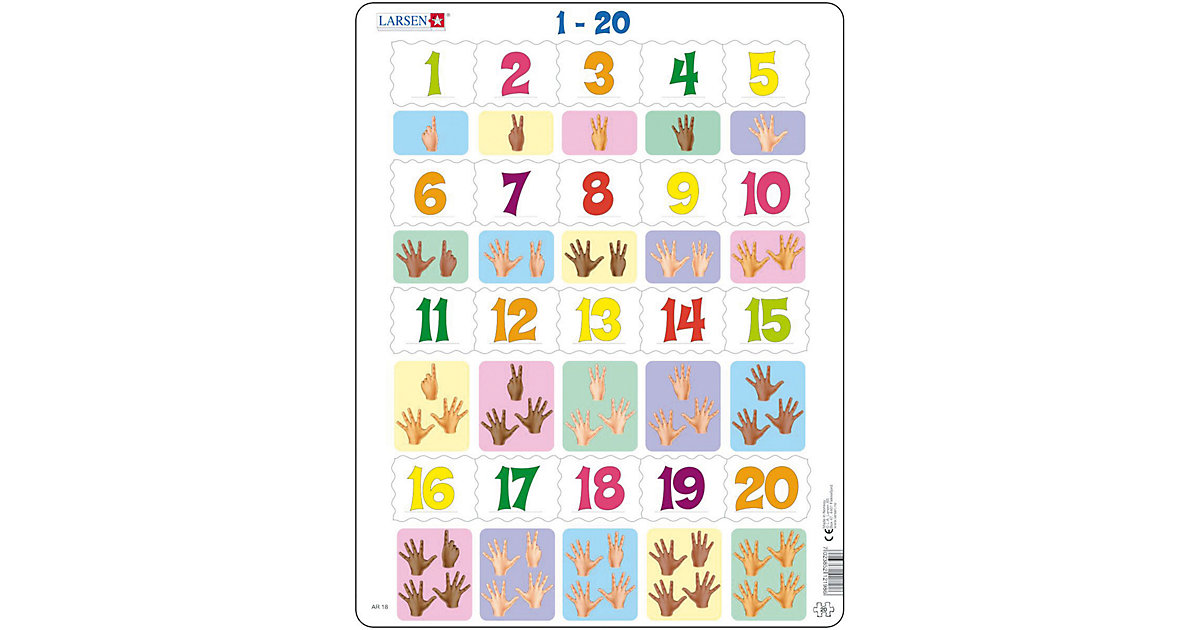 Rahmen-Puzzle, 20 Teile, 36x28 cm, Zahlen & Zählen 1-20 Rahmen-Puzzle, 20 Teile, 36x28 cm, Zahlen & Zählen 1-20 von Larsen