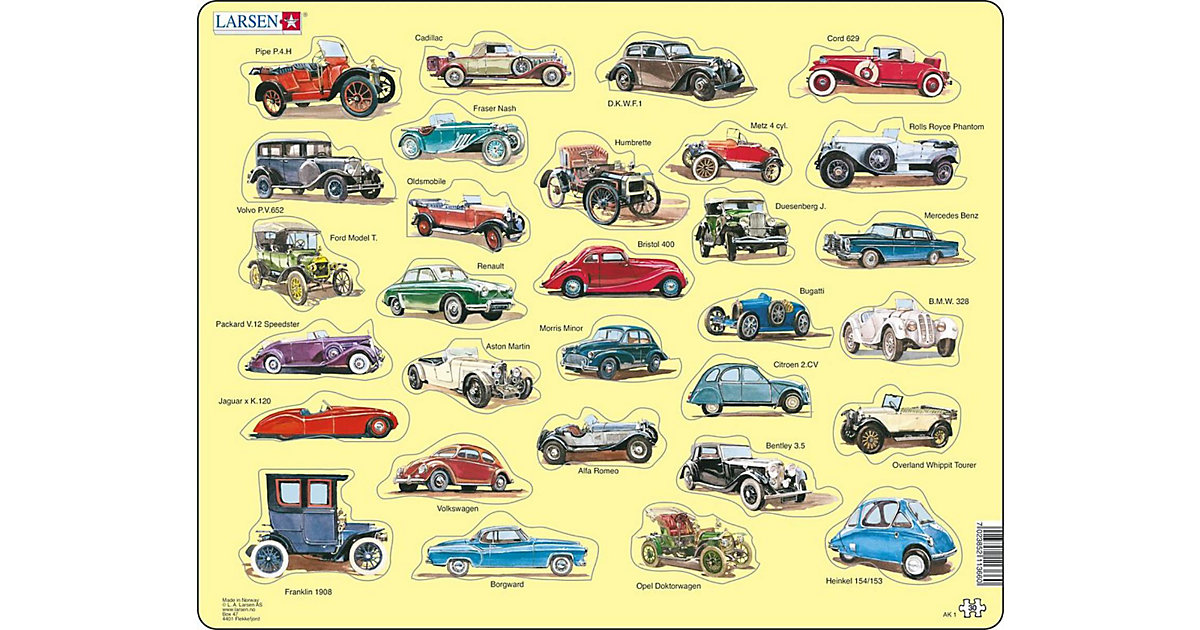 Rahmen-Puzzle, 30 Teile, 36x28 cm, Oldtimer Auto Rahmen-Puzzle, 30 Teile, 36x28 cm, Oldtimer Auto von Larsen