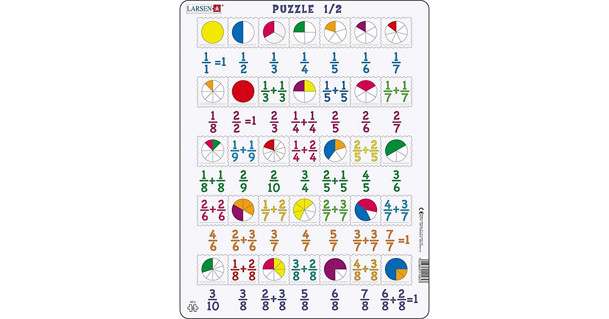 Rahmen-Puzzle, 35 Teile, 36x28 cm, Brüche 1/2 Rahmen-Puzzle, 35 Teile, 36x28 cm, Brüche 1/2 von Larsen
