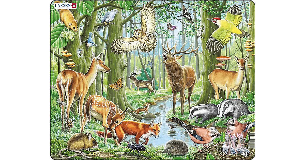 Rahmen-Puzzle, 40 Teile, 36x28 cm, Europäischer Wald Rahmen-Puzzle, 40 Teile, 36x28 cm, Europäischer Wald von Larsen