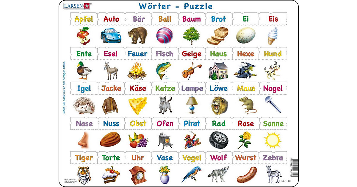 Rahmen-Puzzle, 40 Teile, 36x28 cm, Wörter Rahmen-Puzzle, 40 Teile, 36x28 cm, Wörter von Larsen