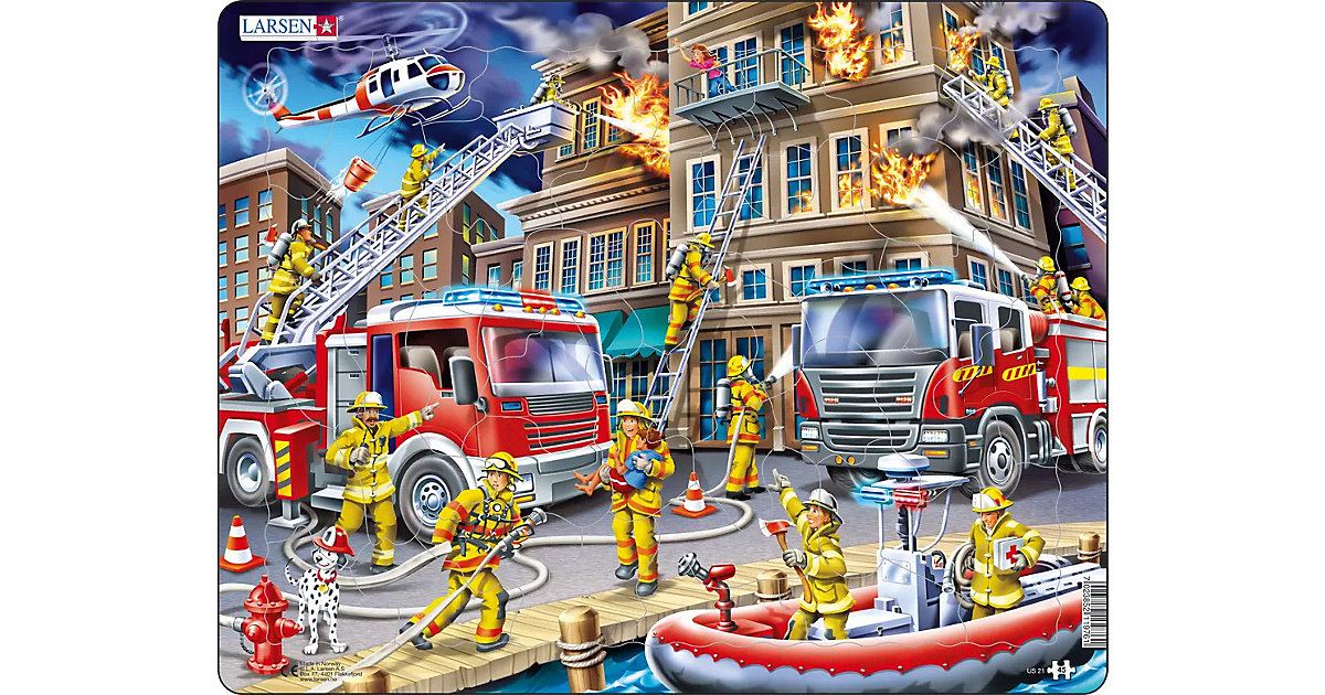 Rahmen-Puzzle, 45 Teile, 36x28 cm, Feuerwehrmänner Rahmen-Puzzle, 45 Teile, 36x28 cm, Feuerwehrmänner von Larsen