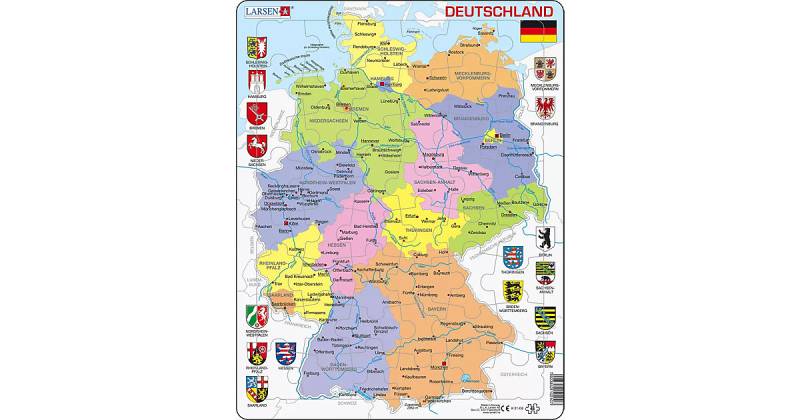 Rahmen-Puzzle, 48 Teile, 36x28 cm, Karte Deutschland (politisch) von Larsen