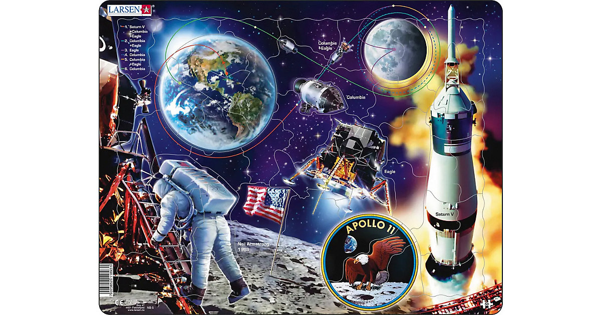 Rahmen-Puzzle, 50 Teile, 36x28 cm, Apollo 11 Rahmen-Puzzle, 50 Teile, 36x28 cm, Apollo 11 von Larsen