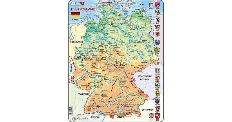 Rahmen-Puzzle, 50 Teile, 36x28 cm, Karte Deutschland (physisch) von Larsen