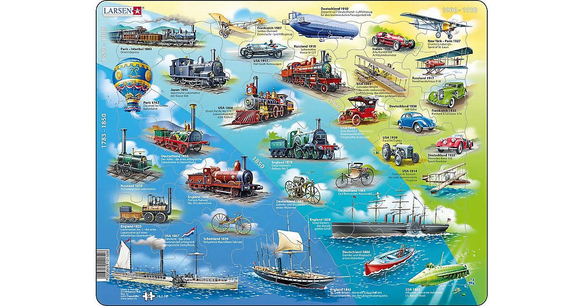 Rahmen-Puzzle, 54 Teile, 36x28 cm, Historische Fahrzeuge Rahmen-Puzzle, 54 Teile, 36x28 cm, Historische Fahrzeuge von Larsen