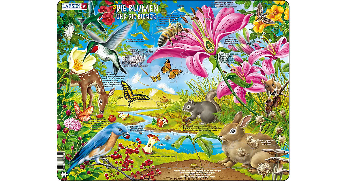 Rahmen-Puzzle, 55 Teile, 36x28 cm, Die Blumen und die Bienen Rahmen-Puzzle, 55 Teile, 36x28 cm, Die Blumen und die Bienen von Larsen
