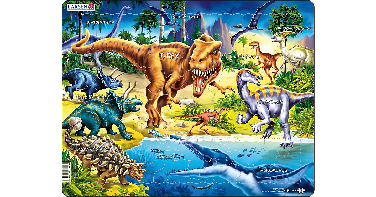 Rahmen-Puzzle, 57 Teile, 36x28 cm, Dinosaurier aus der Kreidezeit Rahmen-Puzzle, 57 Teile, 36x28 cm, Dinosaurier aus der Kreidezeit von Larsen