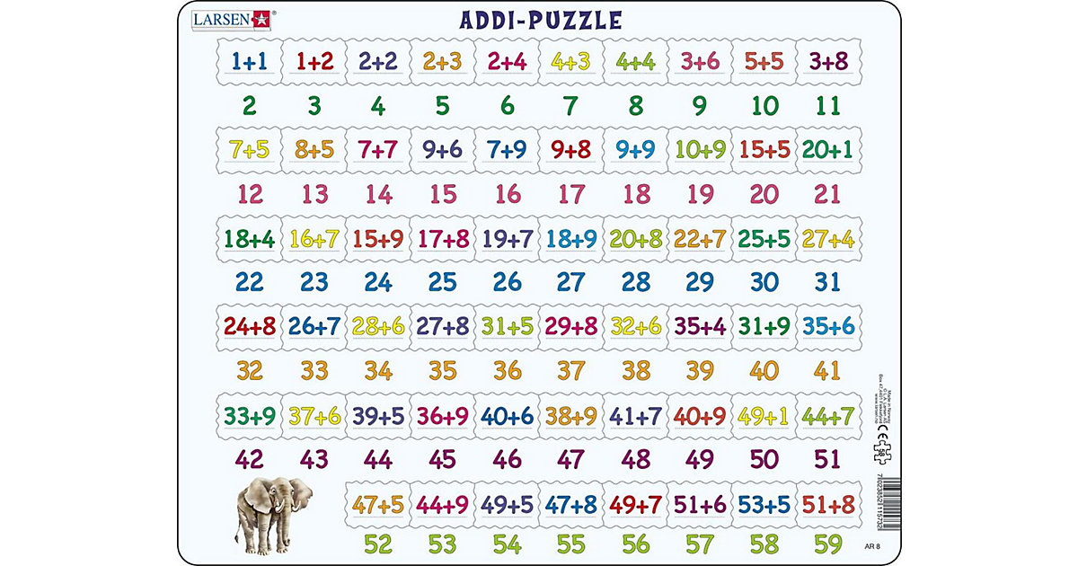 Rahmen-Puzzle, 58 Teile, 36x28 cm, Addition Rahmen-Puzzle, 58 Teile, 36x28 cm, Addition von Larsen
