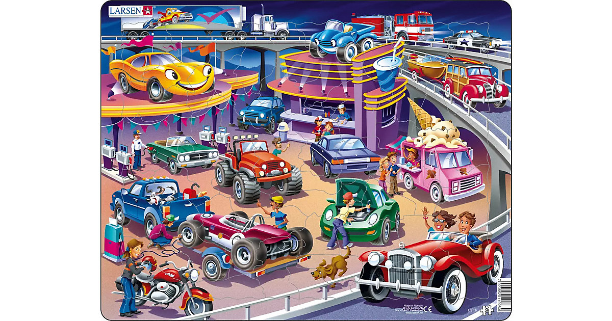 Rahmen-Puzzle, 58 Teile, 36x28 cm, Autos Rahmen-Puzzle, 58 Teile, 36x28 cm, Autos von Larsen