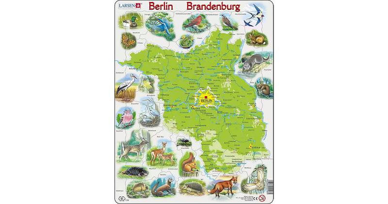 Rahmen-Puzzle, 62 Teile, 36x28 cm, Karte Berlin / Brandenburg (physisch) von Larsen