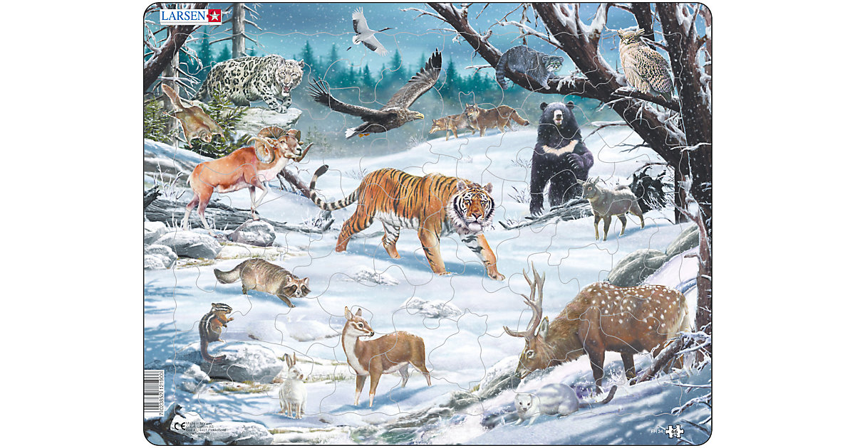 Rahmen-Puzzle, 66 Teile, 36x28 cm, Tiere in Sibirien und Fernost Rahmen-Puzzle, 66 Teile, 36x28 cm, Tiere in Sibirien und Fernost von Larsen