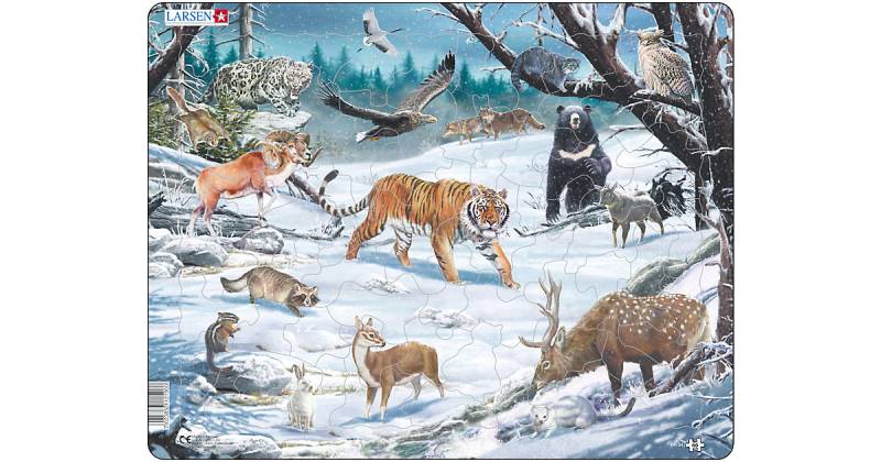 Rahmen-Puzzle, 66 Teile, 36x28 cm, Tiere in Sibirien und Fernost von Larsen