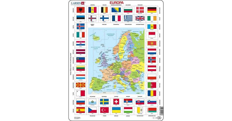 Rahmen-Puzzle, 70 Teile, 36x28 cm, Europa Länder & Flaggen von Larsen