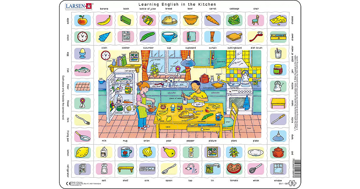 Rahmen-Puzzle, 70 Teile, 36x28 cm, Learning English 1 Rahmen-Puzzle, 70 Teile, 36x28 cm, Learning English 1 von Larsen