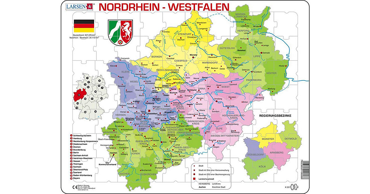 Rahmen-Puzzle, 70 Teile, 36x28 cm, Nordreihn Westphalen Rahmen-Puzzle, 70 Teile, 36x28 cm, Nordreihn Westphalen von Larsen