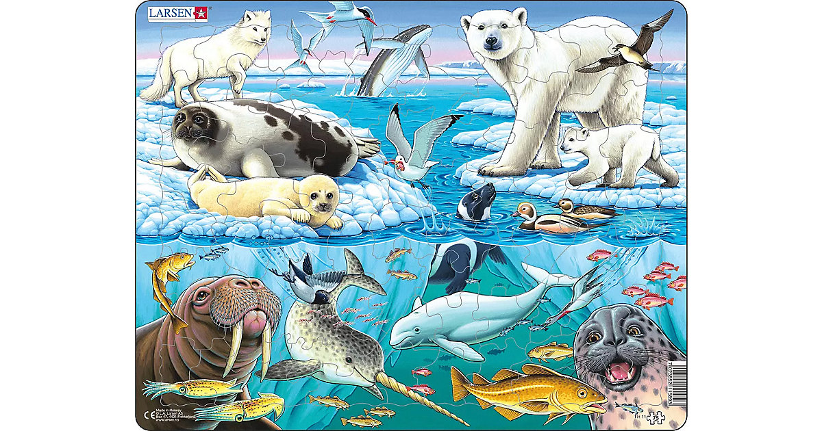 Rahmen-Puzzle, 75 Teile, 36x28 cm, Tiere der Arktis von Larsen