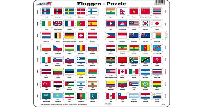 Rahmen-Puzzle, 80 Teile, 36x28 cm, Flaggen von Larsen