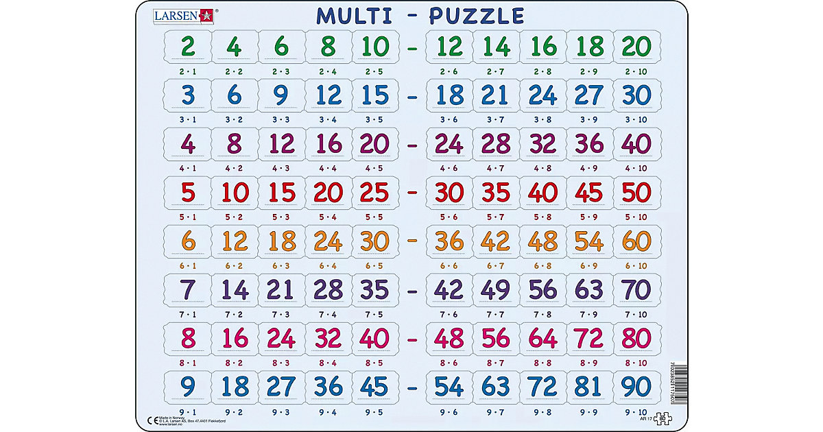 Rahmen-Puzzle, 80 Teile, 36x28 cm, Multiplizieren Rahmen-Puzzle, 80 Teile, 36x28 cm, Multiplizieren von Larsen