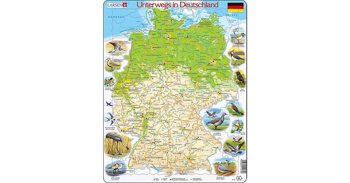 Rahmen-Puzzle, 91 Teile, 36x28 cm, Unterwegs in Deutschland von Larsen