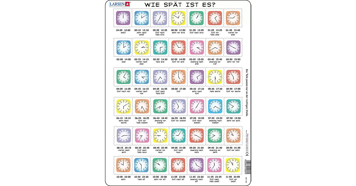 Rahmen-Puzzle, 42 Teile, 36x28 cm, Wie spät ist es? Rahmen-Puzzle, 42 Teile, 36x28 cm, Wie spät ist es? von Larsen