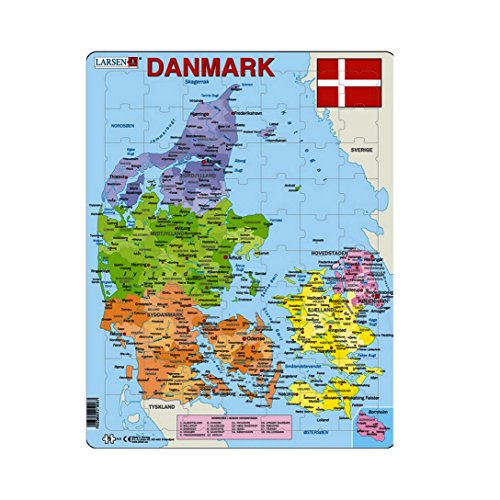Rahmenpuzzle - Karte von Dänemark (auf Dänisch) von Larsen