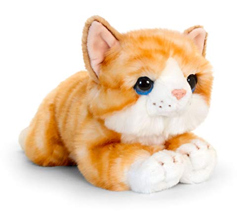 Lashuma Plüschtier Katze Ginger, Weiches Stofftier Kätzchen Rot Getigert, Keel Toys Liegende Kuscheltier Mieze 32 cm von Lashuma