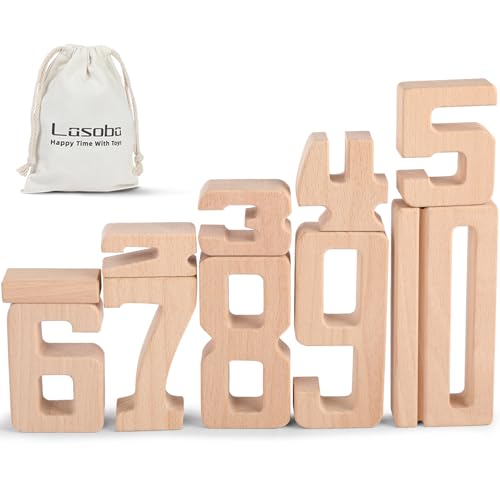 Lasoba Holz Zahlbausteine, Große Ziffernblöcke 1-10, 10 Stück Mathebausteine Zahlenspiele für Kinder, Bildungsbausteine für Kleinkinder, Spielzeuge zum Lernen von Zahlen für 3-Jährige + Lasoba Holz Zahlbausteine, Große Ziffernblöcke 1-10, 10 Stück Mathebausteine Zahlenspiele für Kinder, Bildungsbausteine für Kleinkinder, Spielzeuge zum Lernen von Zahlen für 3-Jährige + von Lasoba