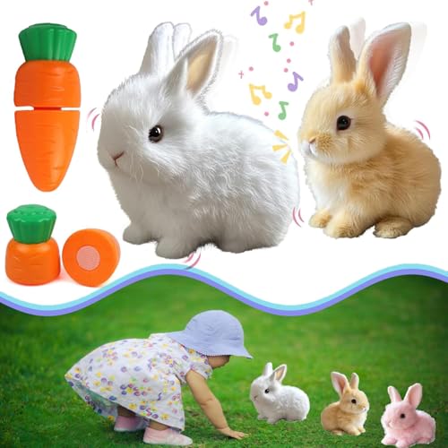 Laspi 2025 Interaktives Kaninchen Spielzeug, Ostergeschenke Kinder, Hüpfendes Kaninchen, Bunny Mein Realistisches Kaninchen, Bunny-pal, Plüschhase für Ostern Weihnachtstag Geschenke (2 Stück) von Laspi