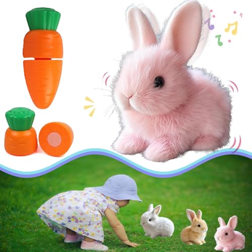 Laspi 2025 Interaktives Kaninchen Spielzeug, Ostergeschenke Kinder, Hüpfendes Kaninchen, Bunny Mein Realistisches Kaninchen, Bunny-pal, Plüschhase für Ostern Weihnachtstag Geschenke (Rosa) von Laspi