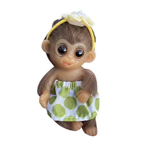 Laspi Kompakte Und Unterhaltsame 11-cm Affenpuppe Aus Silikon Ideal Für Reisende Oder Erwachsene Zum Dekorieren des Schreibtischs Zu Hause Stressabbau Spielzeug. Rebirth Monkey Rebirth Baby von Laspi