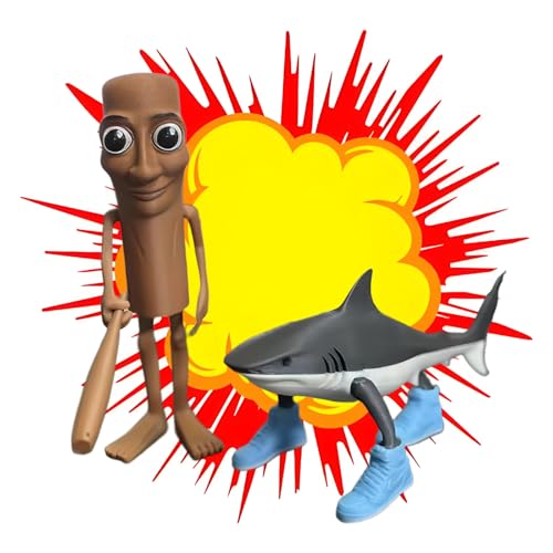 Laspi Tung Tung Tung Sahur Sammelfigur, Tralalero Tralala 3D-gedrucktes Fidget-Spielzeug, Lustige Schreibtischdeko, Originelles Geschenk für Sammler und Dekofans (2 Stück) von Laspi