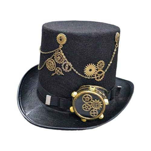 Laspi Viktorianischer Steampunk Zylinder mit Brille Vintage Zubehör Set Für Erwachsene Halloween Dress Up Magier Hut Magier Hut Erwachsene von Laspi