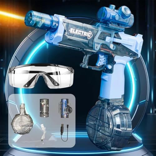 Wasserpistole Elektrisch Mit Blitzeffekten, Electric Water Gun Inklusive Schutzbrille, Ultimate Battle Blaster Mit GroßEr Reichweite, Motorisiert, Elektrische Wasserpistole FüR Erwachsene Und Kinder von Laspi