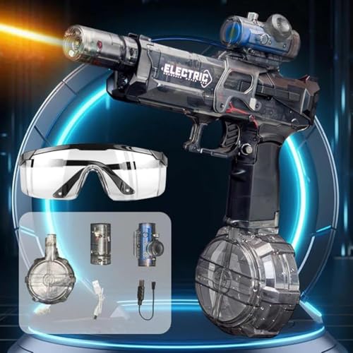 Wasserpistole Elektrisch Mit Blitzeffekten, Electric Water Gun Inklusive Schutzbrille, Ultimate Battle Blaster Mit GroßEr Reichweite, Motorisiert, Elektrische Wasserpistole FüR Erwachsene Und Kinder von Laspi