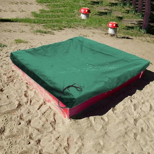 210D wasserdichte Sandkastenabdeckung, quadratischer Sandkastenschutz für Kinder, kinderfreundliches Design mit tragbarer und einfacher Lagerung (grün, 120 x 120 cm) von Lastdaytime