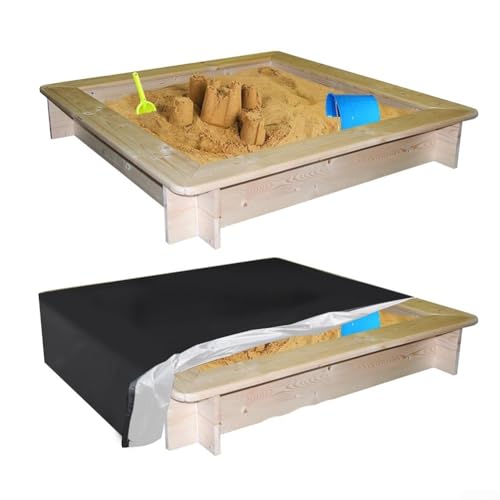 210D wasserdichte Sandkastenabdeckung, quadratischer Sandkastenschutz für Kinder, kinderfreundliches Design mit tragbarer und einfacher Lagerung (schwarz, 120 x 120) von Lastdaytime