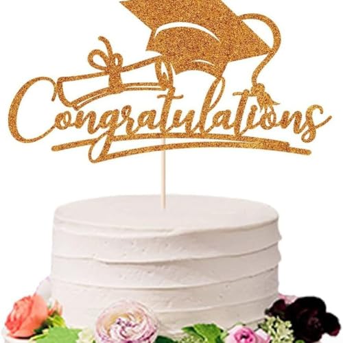 Kuchendekorationseinsatz für Abschlussfeier 2025, hergestellt aus Papier, um Abschlussfeier Kuchen festliche Note zu verleihen (orange) von Lastdaytime