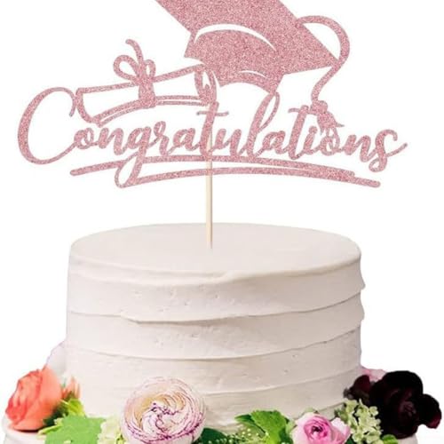 Tortendekorationseinsatz für Abschlussfeier 2025, entworfen, um Abschlussfeier Kuchen mit Papiermaterial zu ergänzen (Roségold) von Lastdaytime