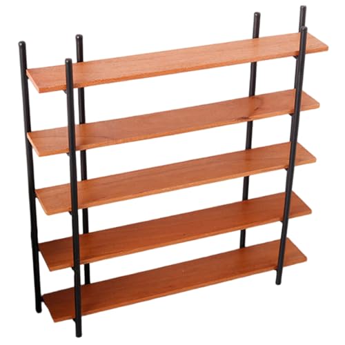 Dollhouse Regal 5-Tier 1:12 Skala Eisen & Holz Leere Puppenhausregal DIY Friendly Dollhouse Möbel für Küchen-/Wohnzimmer-Einstellung Möbel von Latebebebe