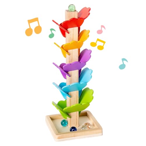 Holz Marmor Run Music Tree Montessori Ball Drop Spielzeug, lernender Lernball Run Montessori Sound Tree Toy für Jungen und Mädchen Geburtstag Drop von Latebebebe