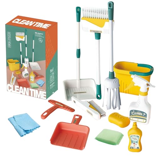 Kinderreinigung Spielzeugset 12PCS/ Set Kleinkindreinigung für Kinder im Alter von 3+ Playset Trep Play Housekeep Supplies Kit Weihnachtsgeburtstag für Jungen Mädchen von Latebebebe
